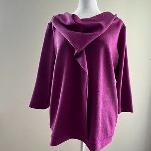 Ann Taylor Textured Crepe Cowl Neck Top Size L